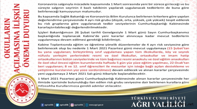 AĞRI VALİLİĞİ'NDEN BASIN DUYURUSU