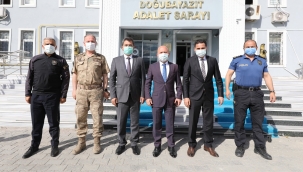  AĞRI VALİSİ DR. OSMAN VAROL VE HEYETİ DOĞUBAYAZIT CUMHURİYET BAŞSAVCISI BAHRİ YALÇINÖZ'Ü ZİYARET ETTİ. 