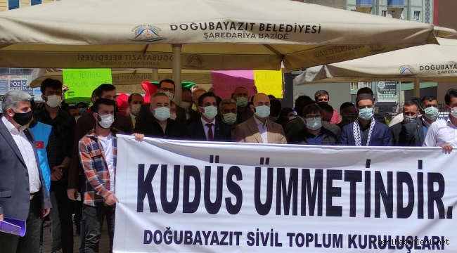 TERORİST İSRAİL DEVLETİNİ DOĞUBAYAZIT'DA PROTESTO ETTİLER.