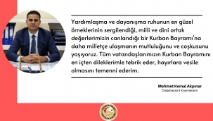 DOĞUBAYAZIT İLÇE KAYMAKAMI MEHMET KEMAL AKPINAR'IN KURBAN BAYRAMI MESAJI