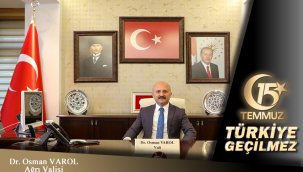 Vali Varol, 15 Temmuz Demokrasi ve Milli Birlik Günü dolayısıyla bir mesaj yayımladı.