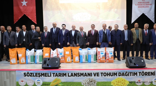 AĞRI'DA SÖZLEŞMELİ TARIM LANSMANI VE TOHUM DAĞITIM TÖRENİ DÜZENLENDİ