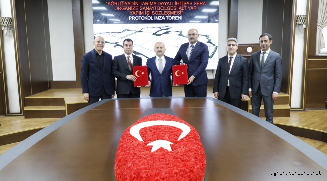 Diyadin Tarıma Dayalı İhtisas (Sera) OSB'nin Alt Yapı Yapım İşi Protokolü İmzalandı