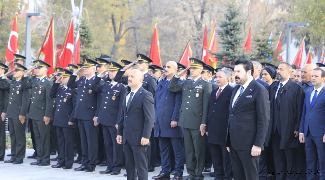 AĞRI'DA ATATÜRK'ÜN EBEDİYETE İNTİKALİNİN 84. YIL DÖNÜMÜ DOLAYISIYLA TÖREN DÜZENLENDİ