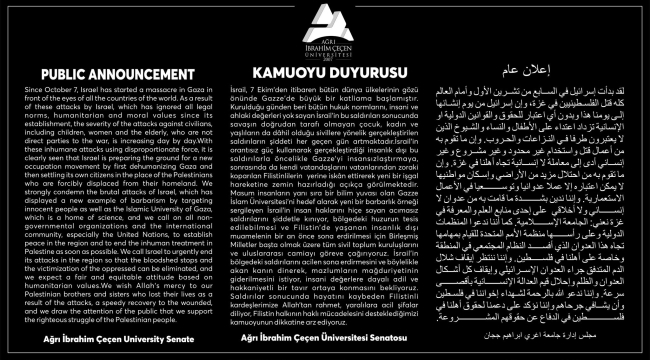 AİÇÜ Senatosu'ndan İsrail'in Saldırılarına Kınama