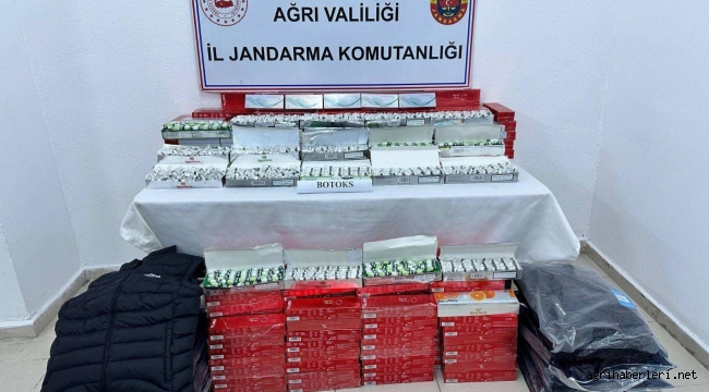 AĞRI'DA 53 DÜZENSİZ GÖÇMEN VE 5.164 ADET KAÇAK SENTETİK BOTOX MALZEMESİ ELE GEÇİRİLDİ.