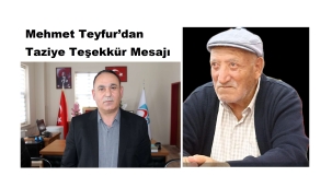 Prof. Dr. Mehmet Teyfur’dan Taziye Teşekkür Mesajı